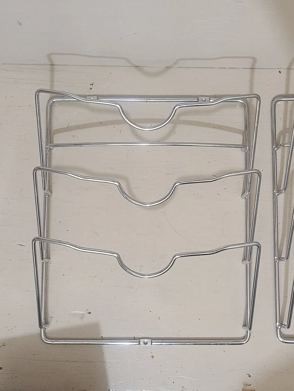 Chrome Metal Cabinet Door/Wall Mount Pot Lid Organizer Rack - Set Of 2